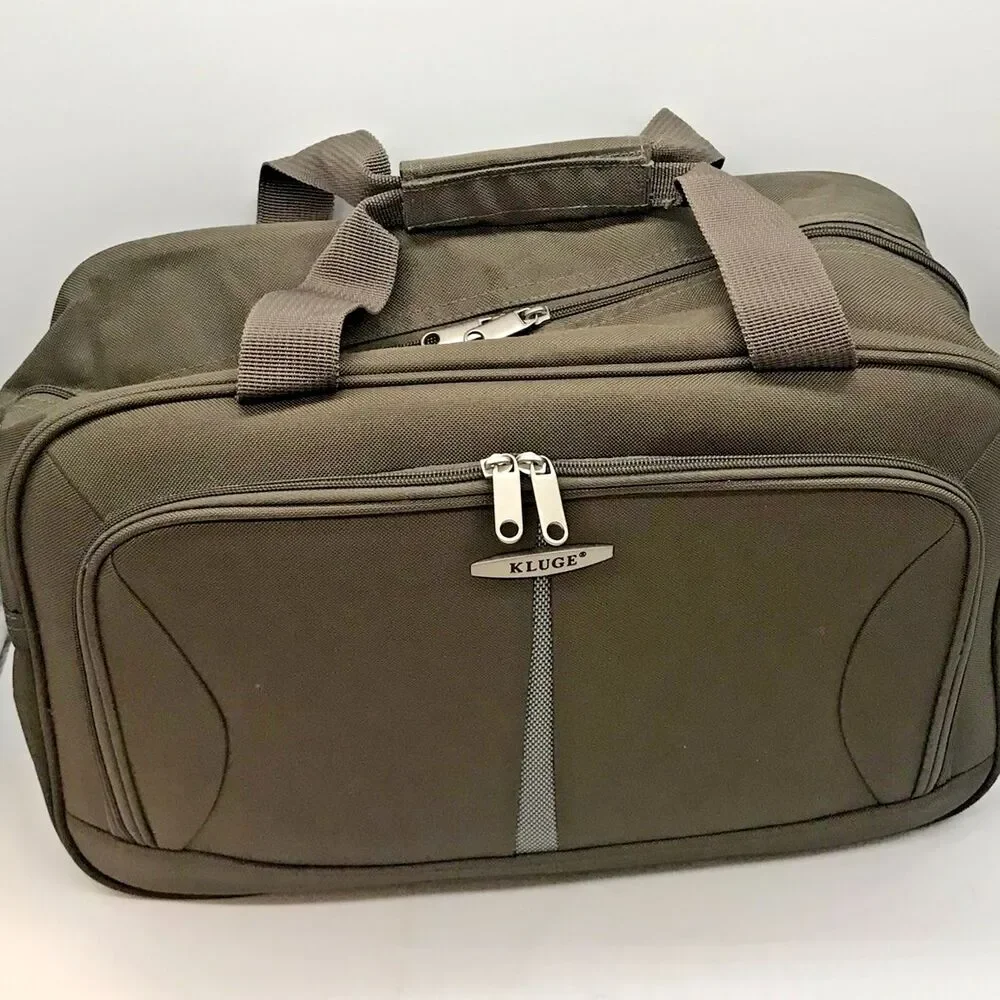 Kluge Brown Canvas Carry On Bag Travel Tote Weekender Duffle 18x12x8